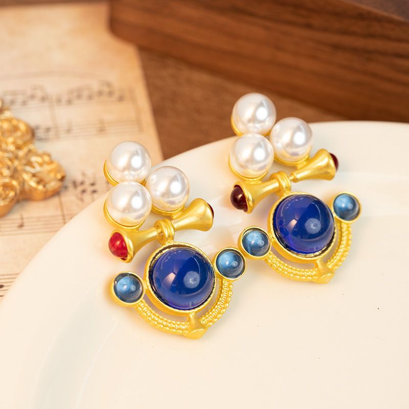 Elegant Pearl Sapphire Earrings