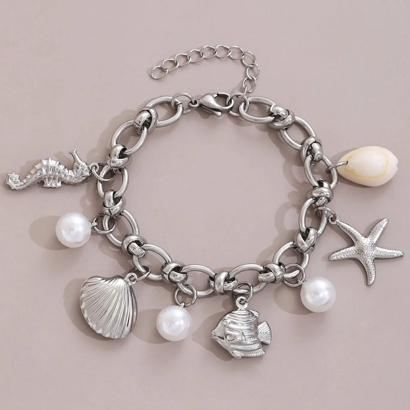 Elegant Pearl Charm Bracelet
