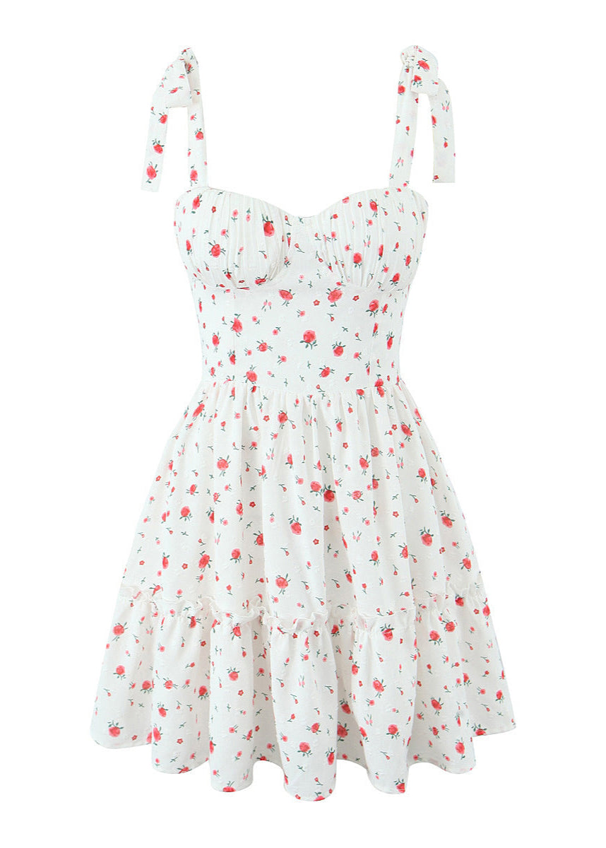 Blossom Charm - Tie-strap Mini Dress