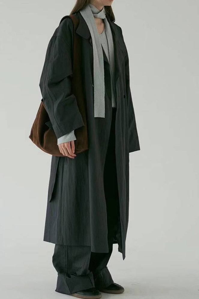 Oversized Stand Collar Long Overcoat