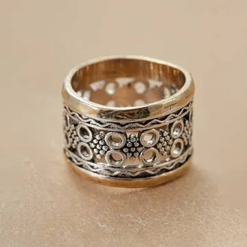 Vintage Silver Hollow Thick Ring