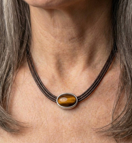 Vintage Tiger Eye Stone Necklace