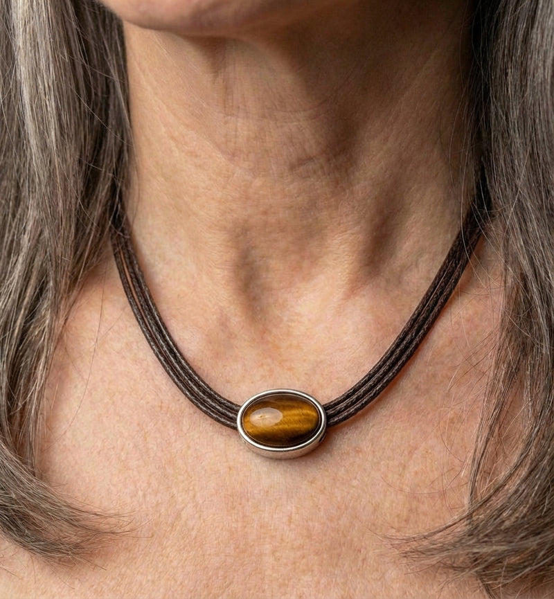 Vintage Tiger Eye Stone Necklace