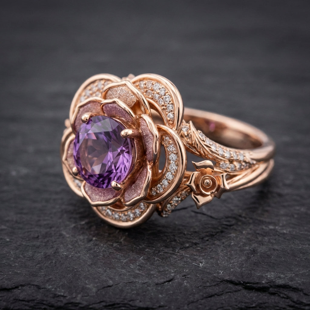 Layered Exotic Flower Bright Ring