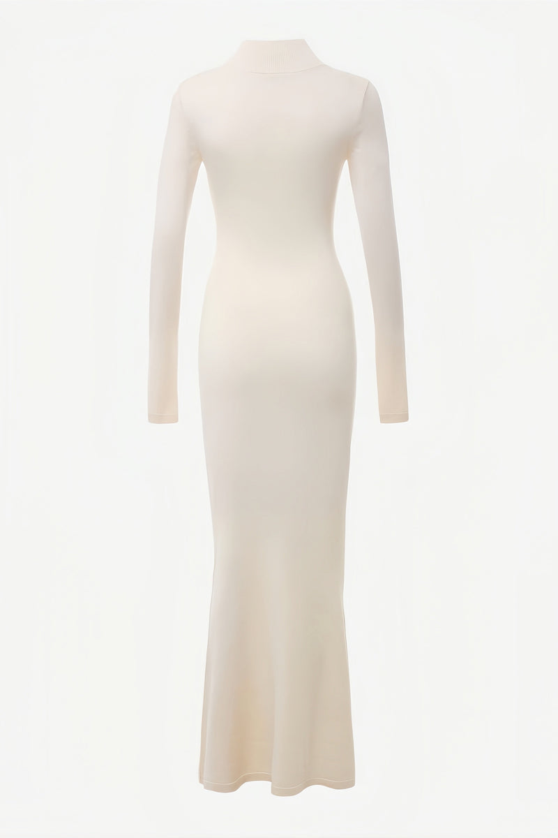 Satu White Knit Fishtail Maxi Dress