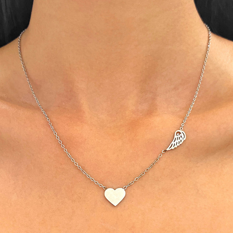 Delicate Heart Wing Necklace