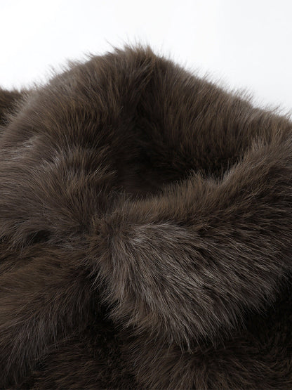Plush Coat With Fur Collar