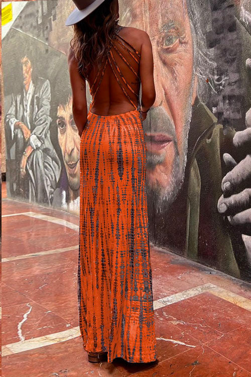 Criss Cross Open Back Tie Dye Maxi Dress(6 Colors Available)