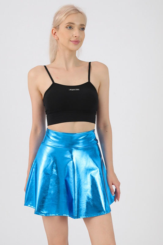 High Waist Color Glossy Performance Skirt