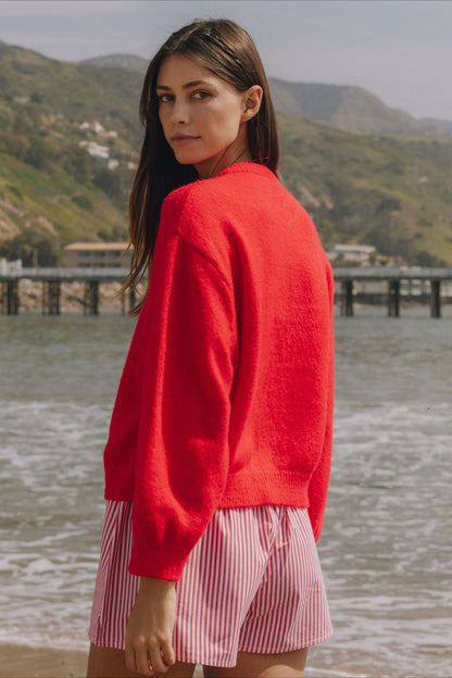 Buttoned Long Sleeve Knit Cardigan