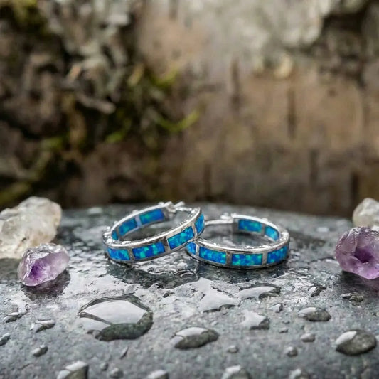 Luxury Silver And Opal Ocean Inspired Earrings