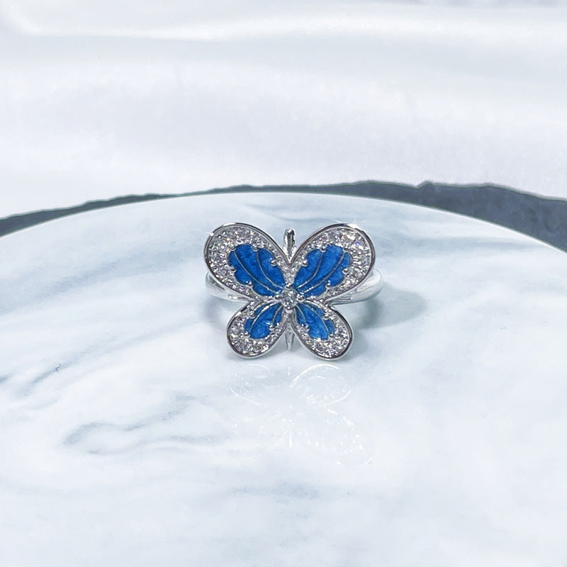 Elegant Blue Butterfly Ring