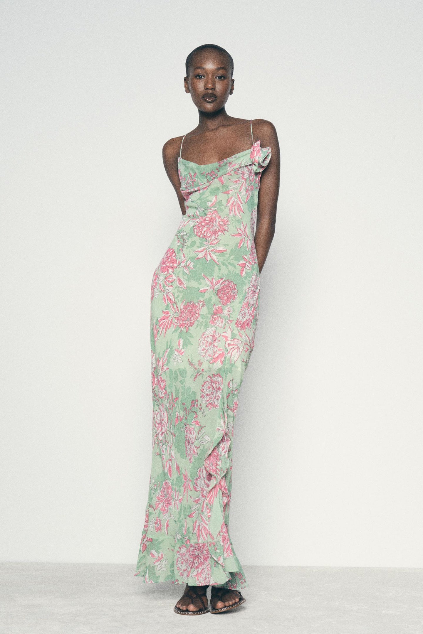 Sabina Printed Spaghetti Strap Maxi Dress