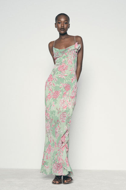 Sabina Printed Spaghetti Strap Maxi Dress