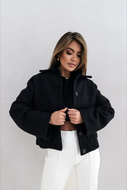 Wool Pocket Elastic Snap Coat