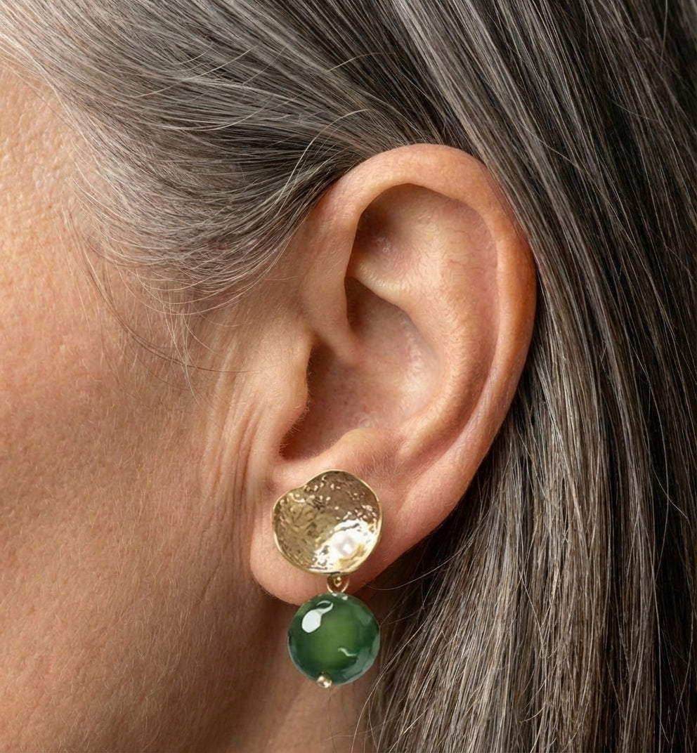 Exquisite Green Pearl Earrings