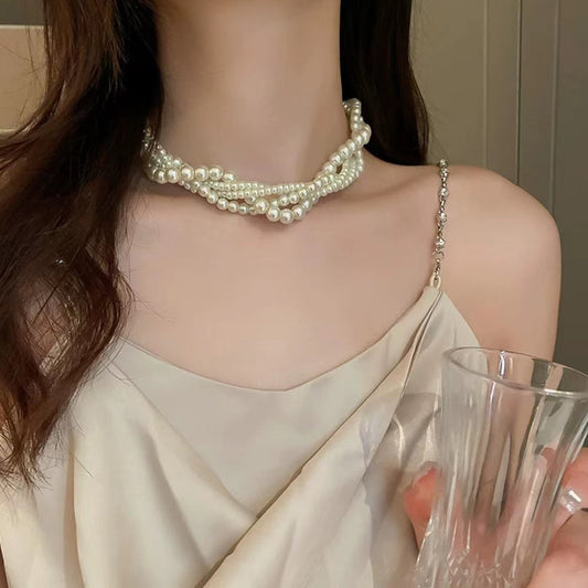 Elegant Multi Strand Pearl Choker