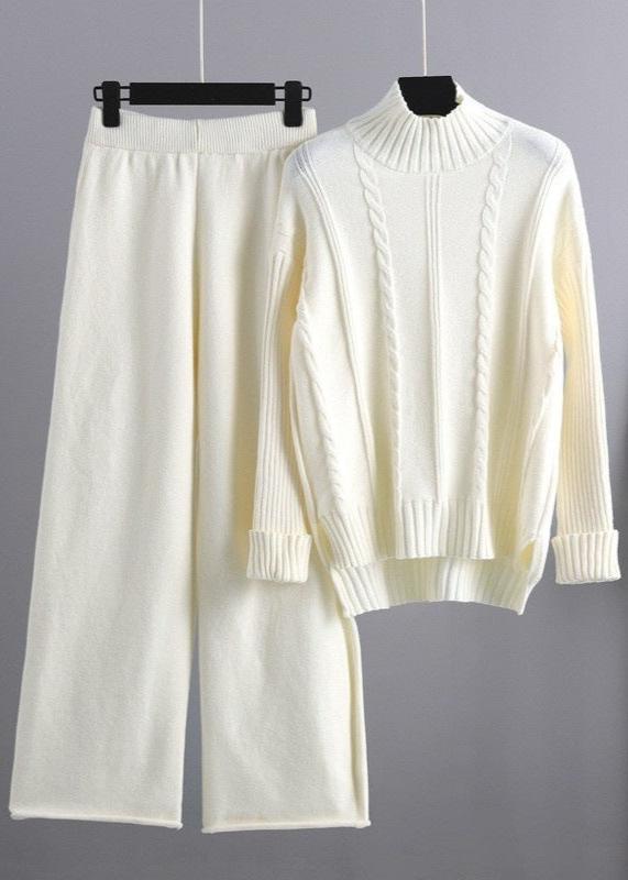 Cozy Mock Neck Sweater & Wide-leg Pants Set