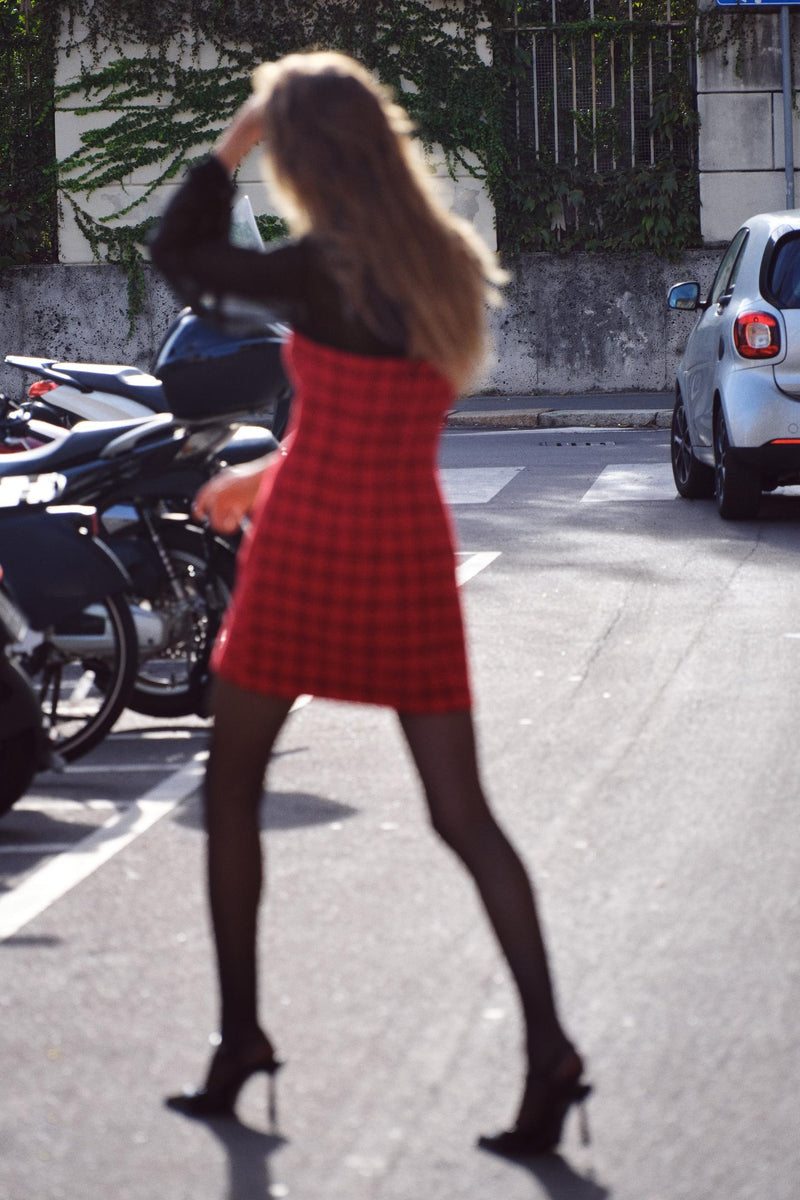 Janice Balloon Sleeve Spliced Mini Dress