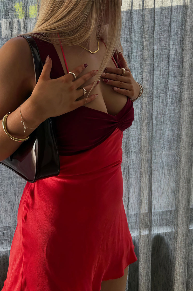 Cami Backless Satin Mini Dress