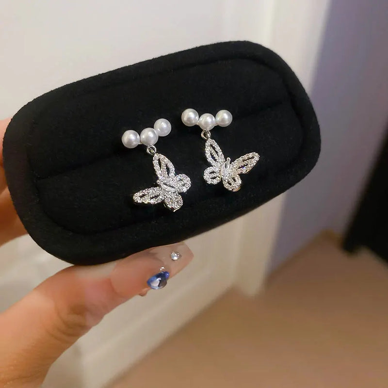 Elegant Pearl Butterfly Earrings