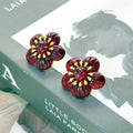 Vintage Ruby Flower Earrings
