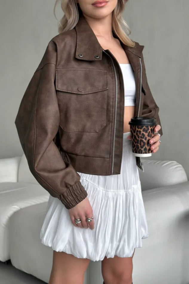 Lightweight Pu Open Coat