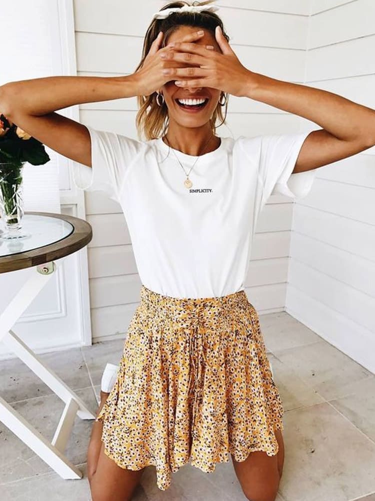 Yellow Withdraw Mini Skirt