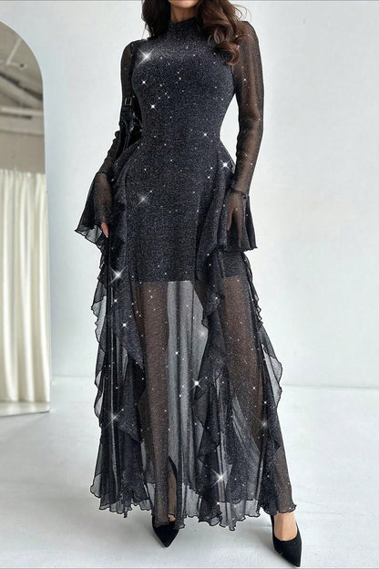 Ruffled Mermaid Maxi Dress