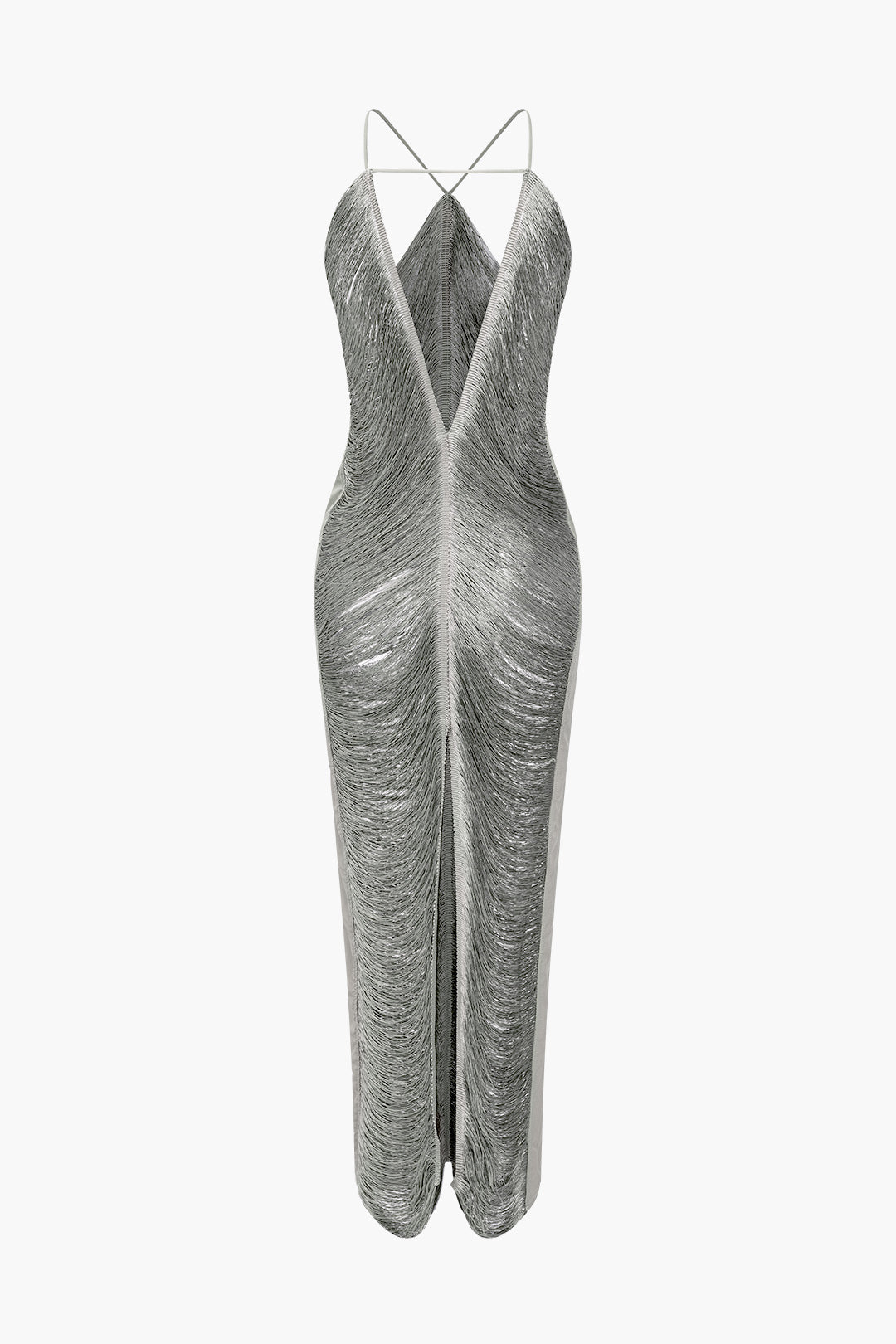 Classic Fringe Cut Out Slit Midi Dress