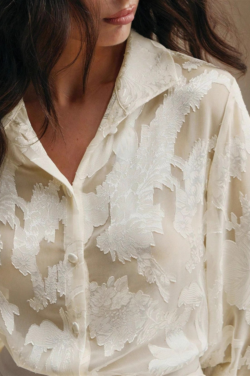 Jacquard Turtleneck Blouse