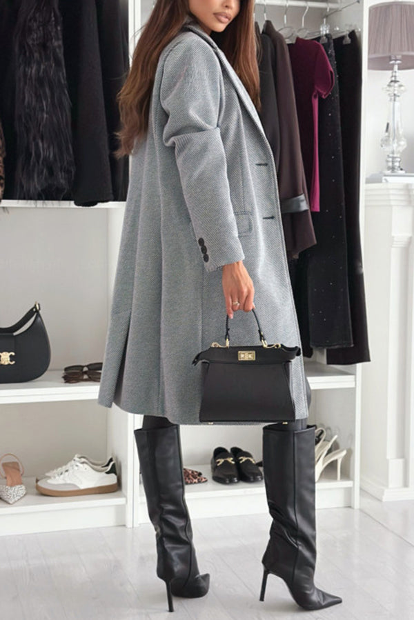 Fashionable Lapel Long Sleeve Single Breasted Loose Coat