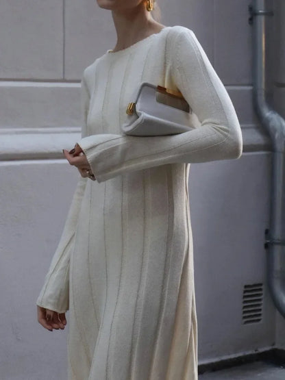 Loose High Waist Long Dress Female Long Sleeve Pullover Dress Knitwear Winter Maxi Dress