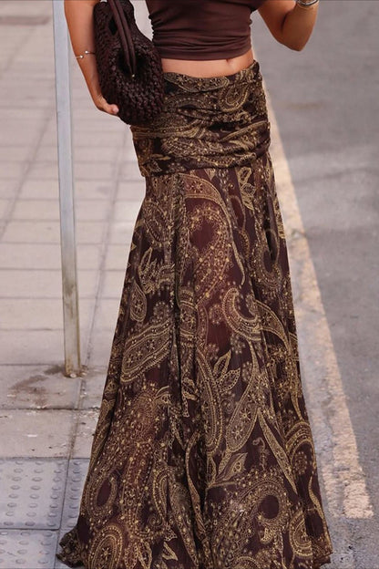 Paisley Print Slim Fit Maxi Skirt