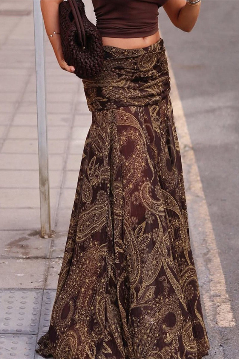 Paisley Print Slim Fit Maxi Skirt
