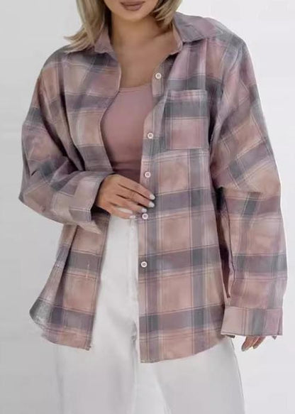 Relaxed Fit Plaid Long Sleeve Shirt – Coat
