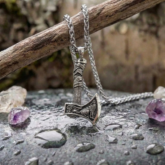 Vintage Viking Axe Pendant Necklace