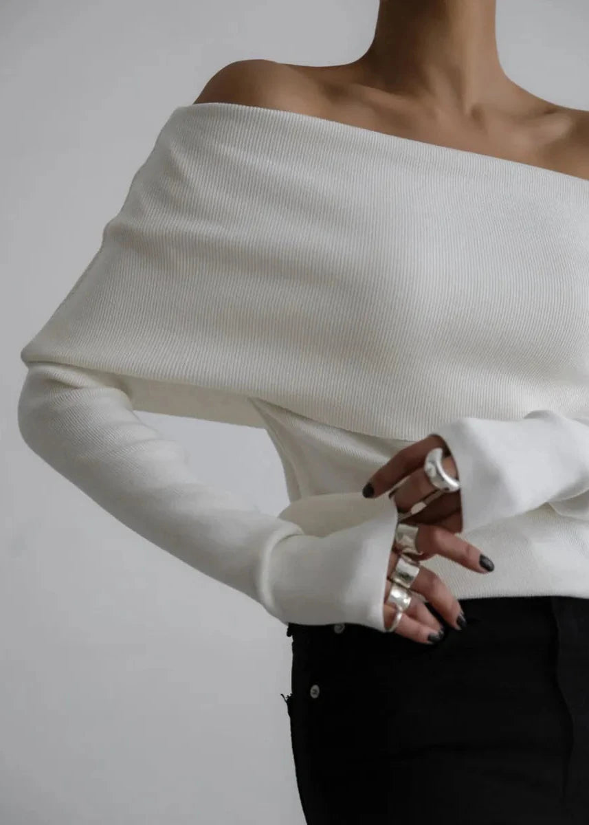 Off-shoulder Knit Sweater