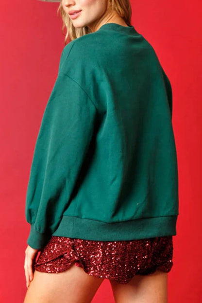 Christmas Candy House Sequined Loose Sweatshirt