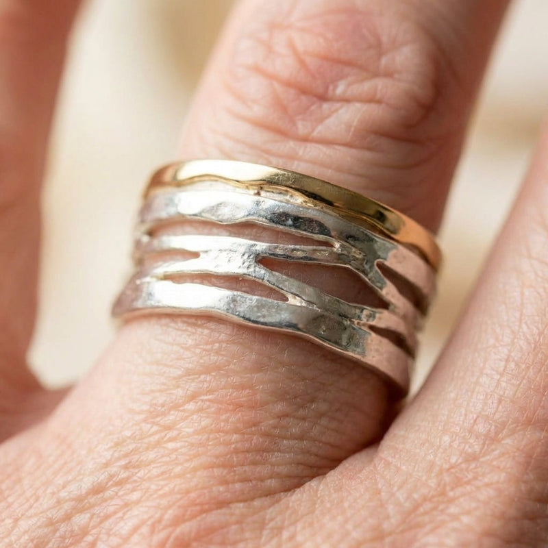 Vintage Gold & Silver Hollow Ring