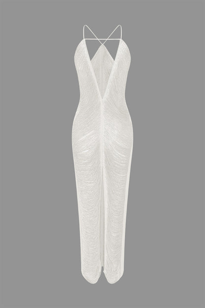 Classic Fringe Cut Out Slit Midi Dress