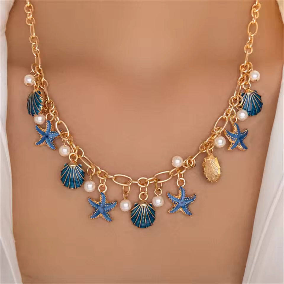 Elegant Starfish Pearl Necklace
