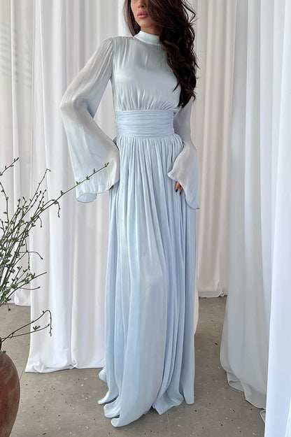Stylish and Waist-tie Back Pleated Maxi Dress