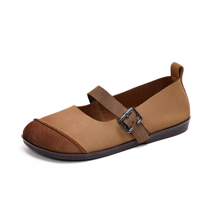 Summer Retro Leather Flat Loafers