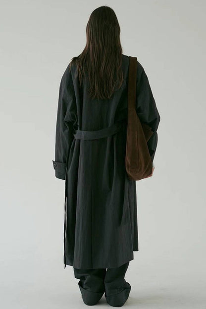 Oversized Stand Collar Long Overcoat