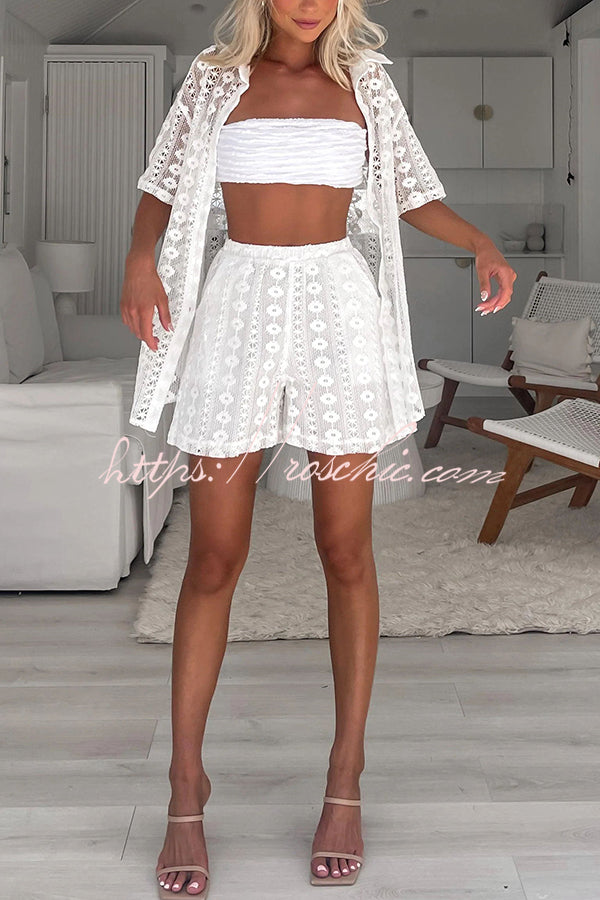 The Sun Is Just Right Lace Elastic Waist Pocketed Shorts