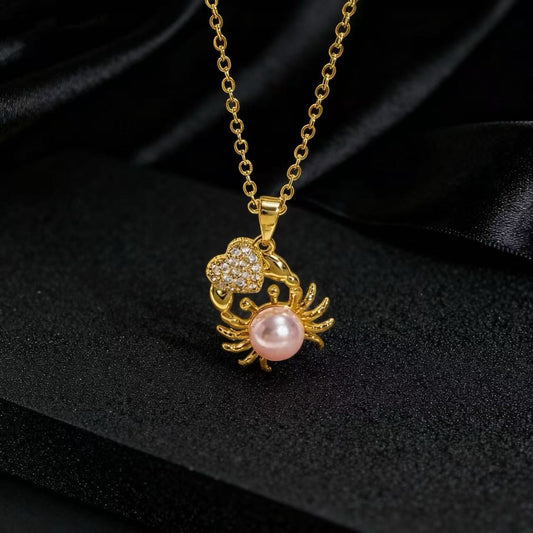 Elegant Pearl Crab Necklace