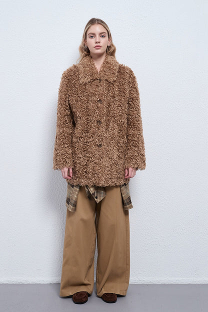 Warm Button Notched Collar Coat