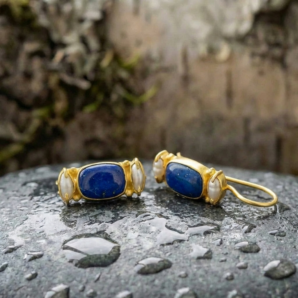 Vintage Blue Stone Dangle Earrings