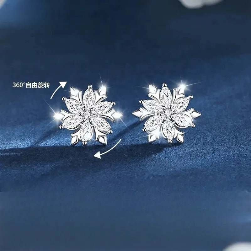 Elegant Crystal Snowflake Stud